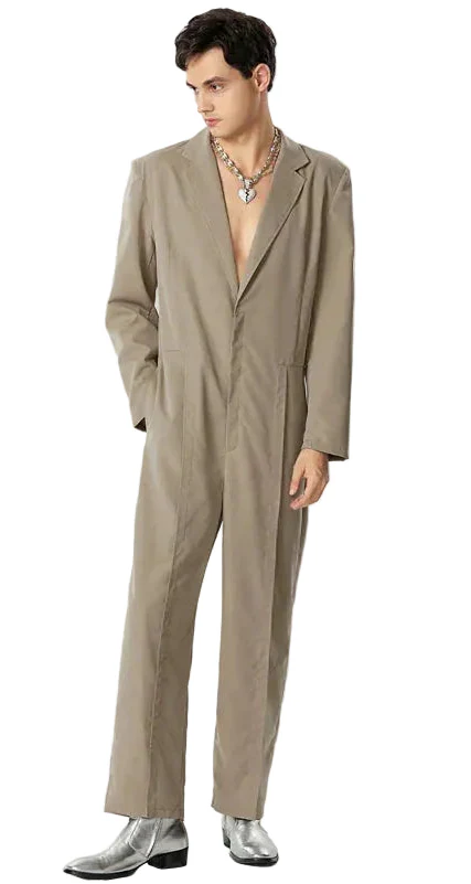 Men Deep V-neck Long Sleeved Formal Jumpsuits