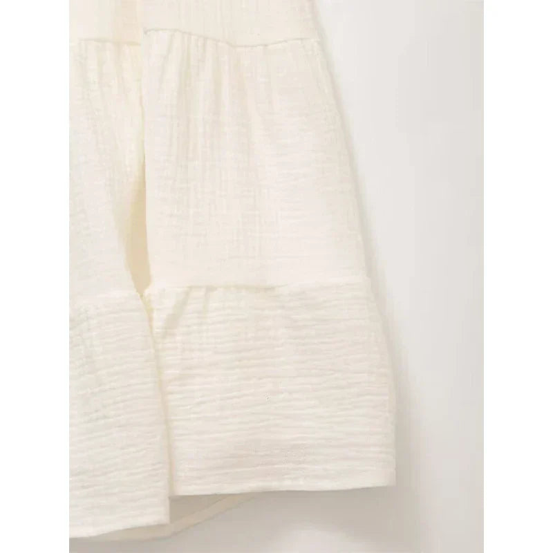 Women Cotton White Sleeveless A-line Tops