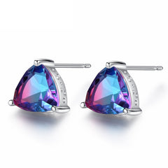 Sterling Silver 925 Purple Geometric Earrings