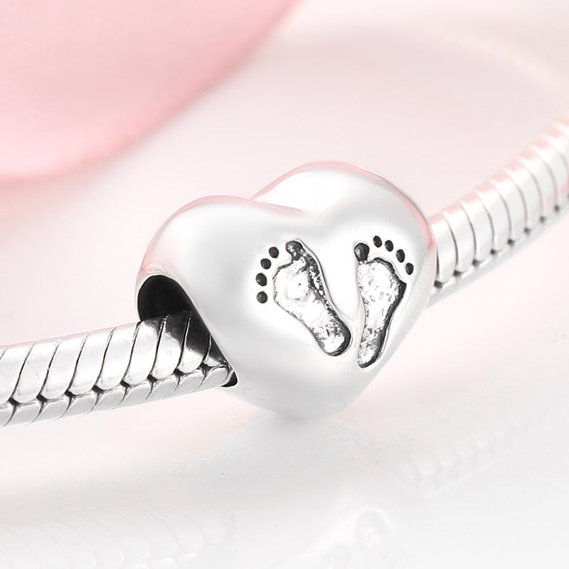 Women Accessories 925 Sterling Silver Ribbon Chocolate Heart Bead Bracelet