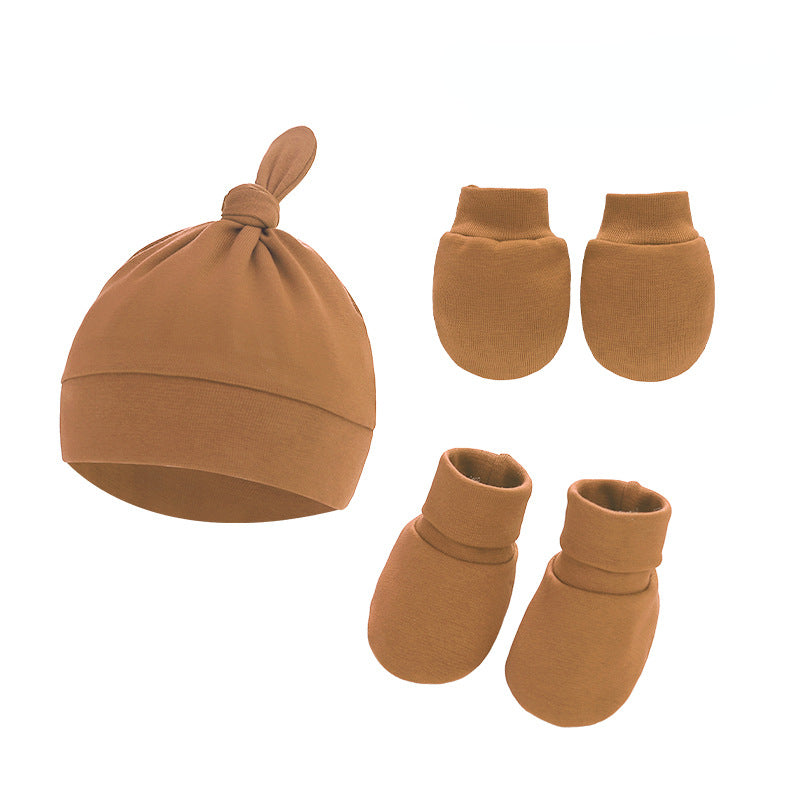 Baby Newborn Cotton Bonnet Hats+Gloves+Socks Set