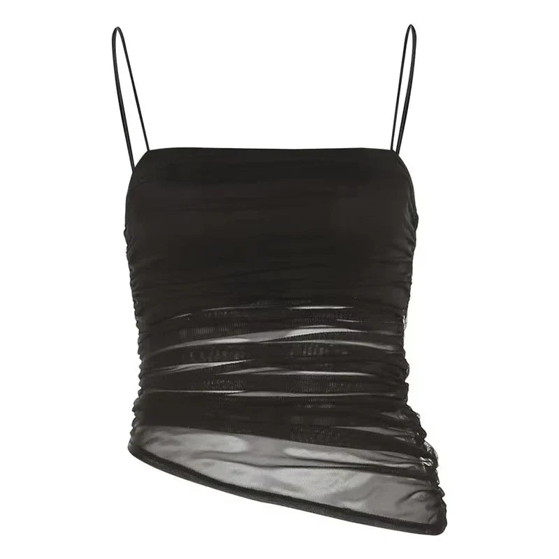 Women Black Gothic Intimate Sleeveless Crop Top
