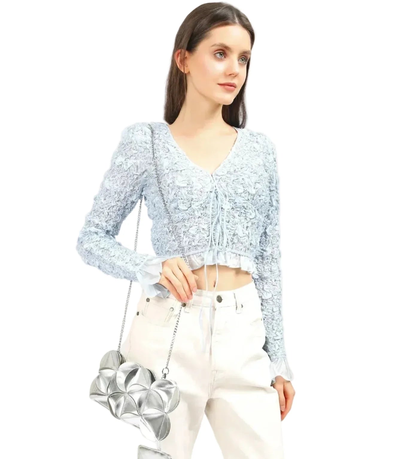 Accessories Women Leather Petal Patchwork Shoulder Crossbody Bag