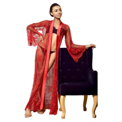 Women Sexy Lace Long Sleeve Robe Nightgowns