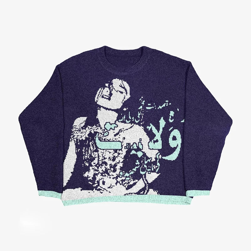 Women Anime Knit Vintage Cashmere Sweater