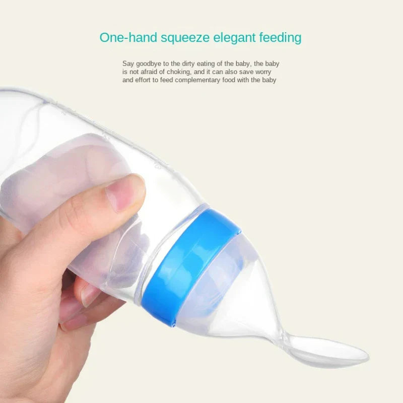 Baby Silicone Squeeze Feeding Bottle Spoon