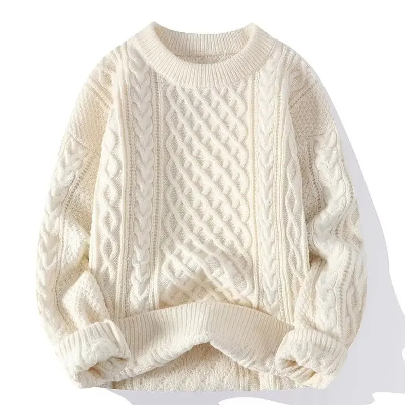 Men Casual Round Neck Loose-fit Knitted Pullover Sweaters