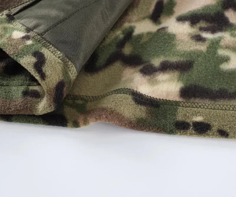 Men Camouflage Zipper Double-sided Polar Fleece Jacket