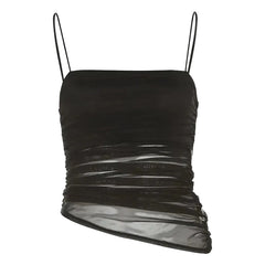 Women Black Gothic Intimate Sleeveless Crop Top