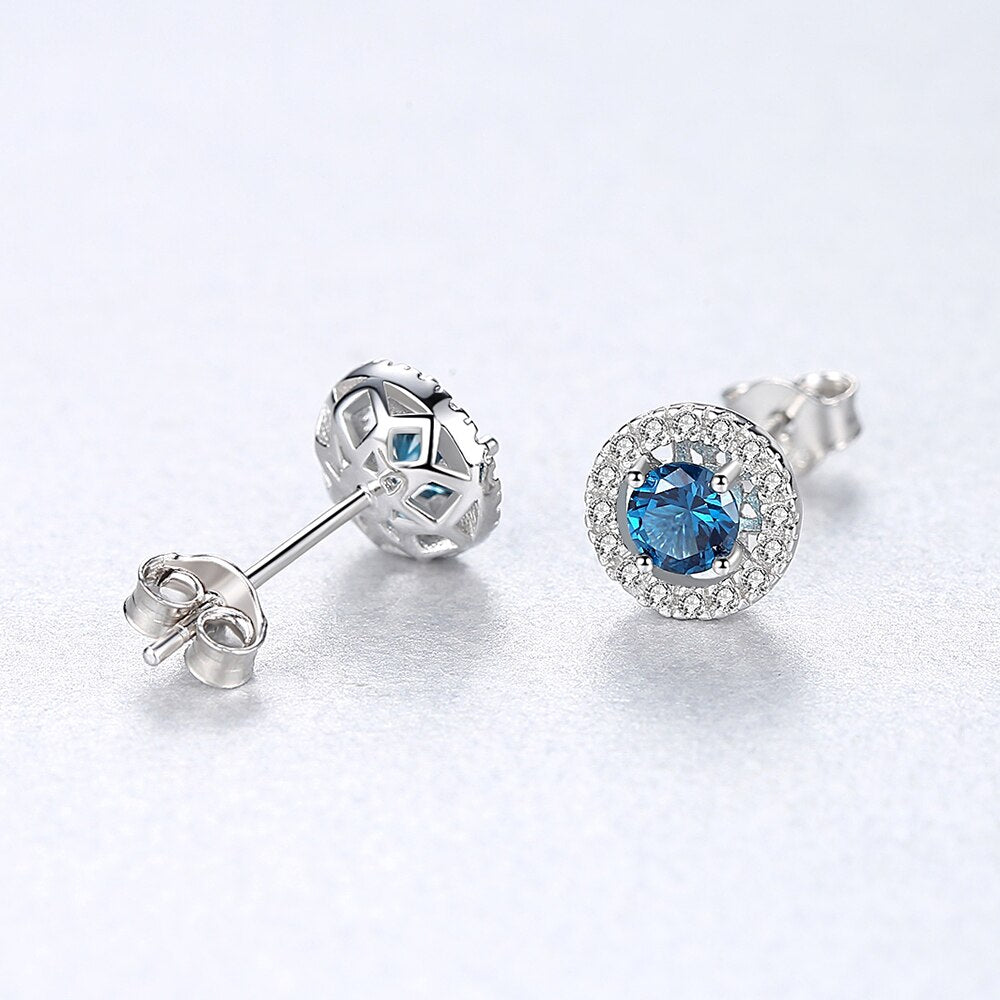 Sterling Silver 925 Round Shape Stud Earrings