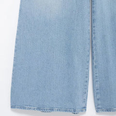 Women Halter Wide Leg  Light Denim Jumpsuit