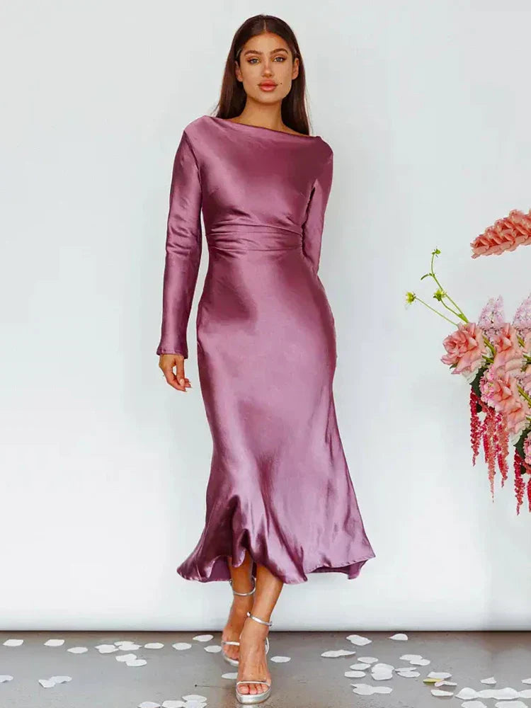 Women Bodycon Long Sleeve Evening Dress