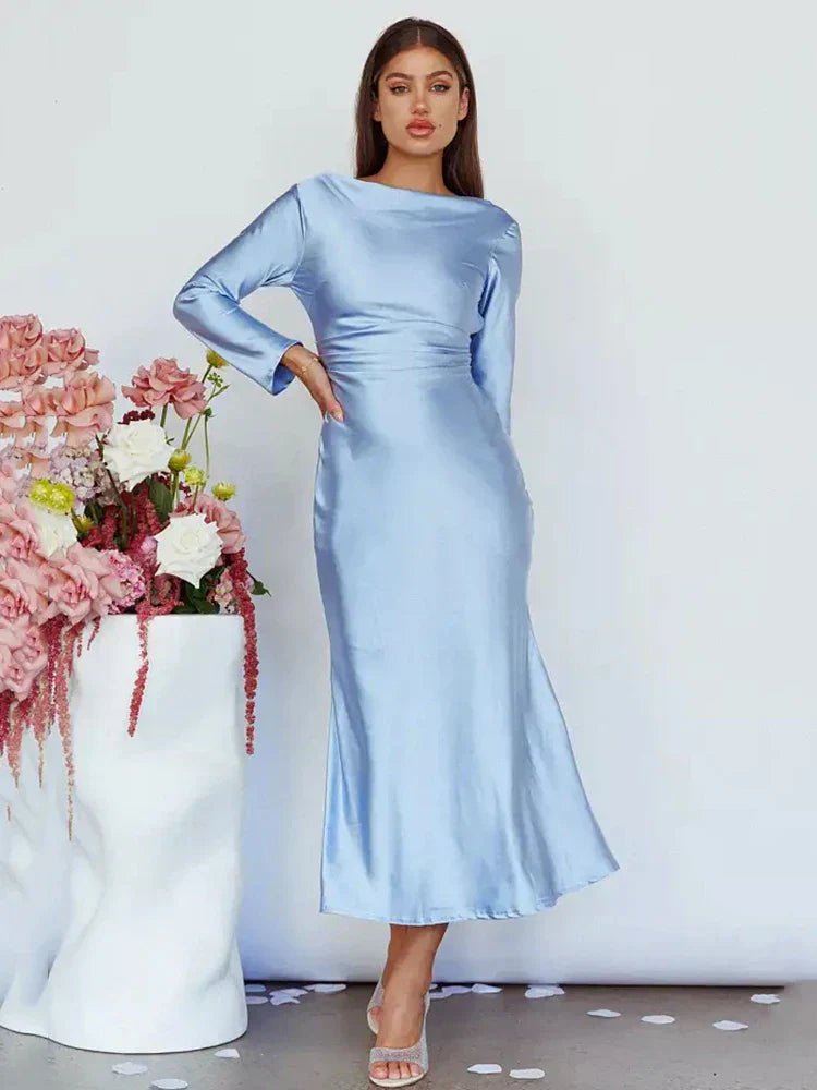 Women Bodycon Long Sleeve Evening Dress
