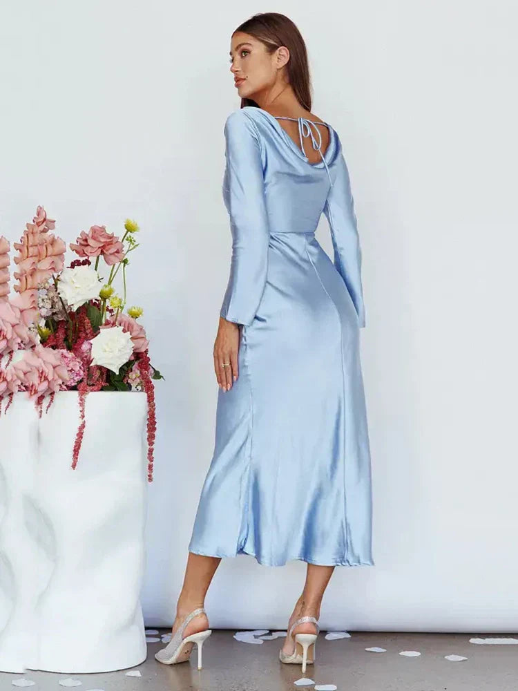 Women Bodycon Long Sleeve Evening Dress