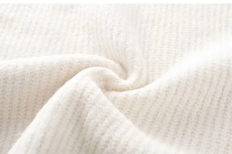 Women Thick Knitted Turtleneck Lantern Sleeve Short Pullover Sweater