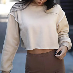Women Casual Long Sleeve Short Sweatshirts Pullovers