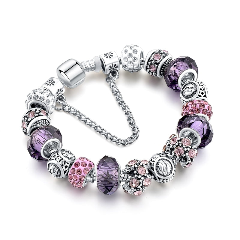 Women 12 Constellation Crystal Charm Bracelets