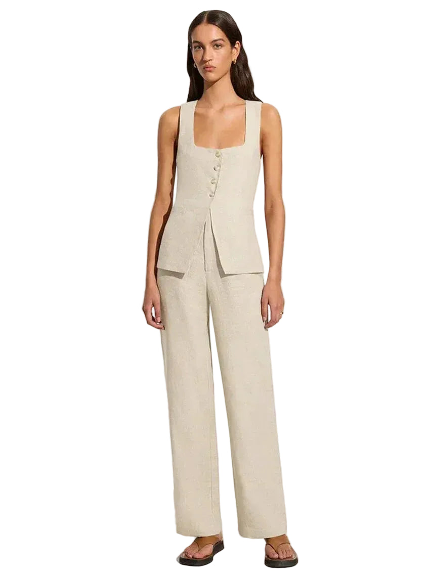 Women Slim Khaki Linen Pants Co Ord