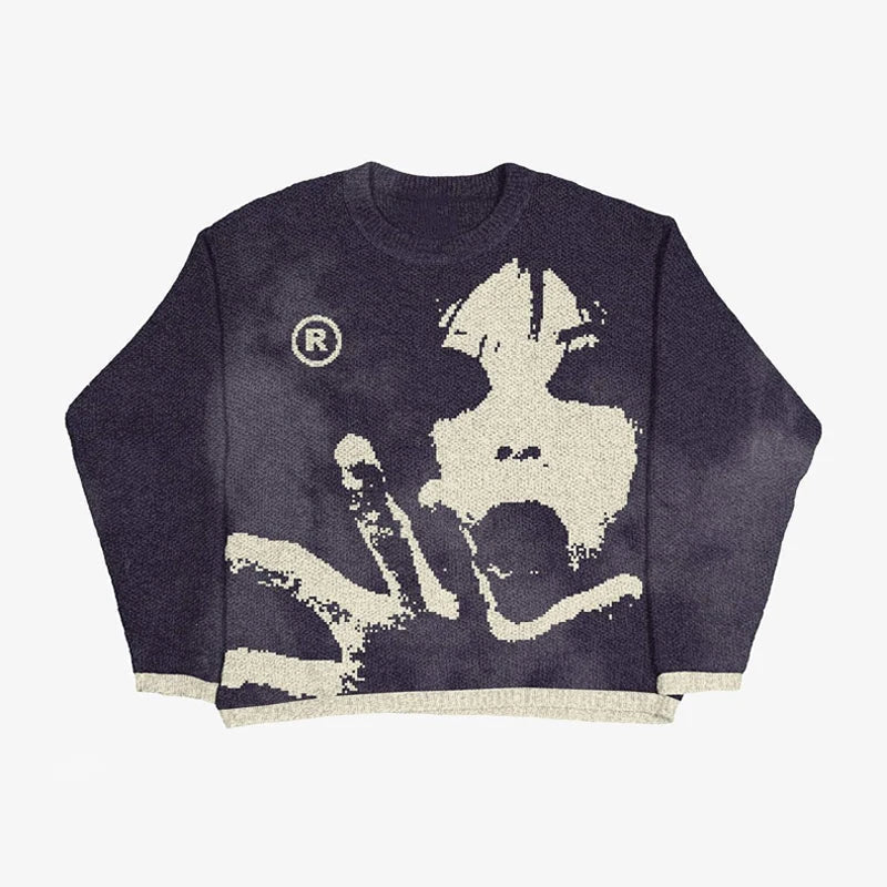 Women Anime Knit Vintage Cashmere Sweater