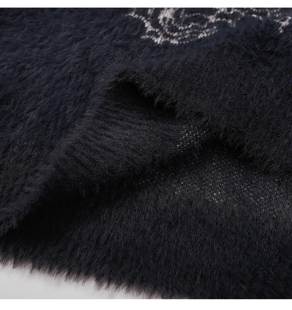 Women Angels Embroidery Cashmere Design Knitted Oversized Sweater