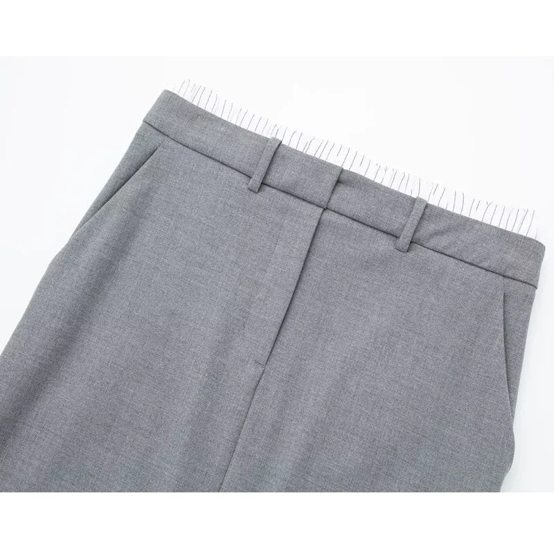 Women Boxer Pleated Straight Slit Skirt