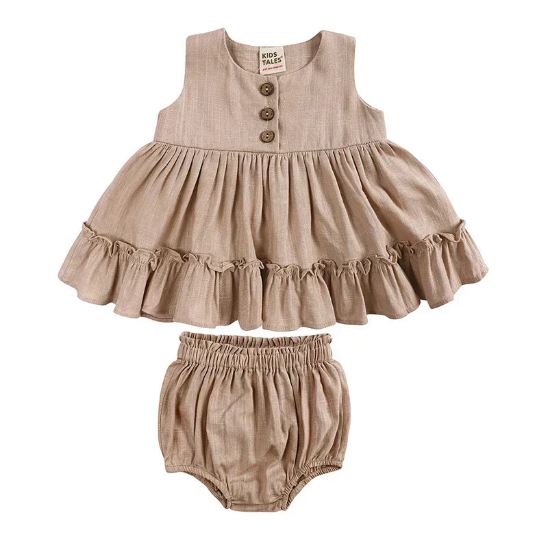 Baby Girls Princess Party Ruffle Dress + Shorts Outfit