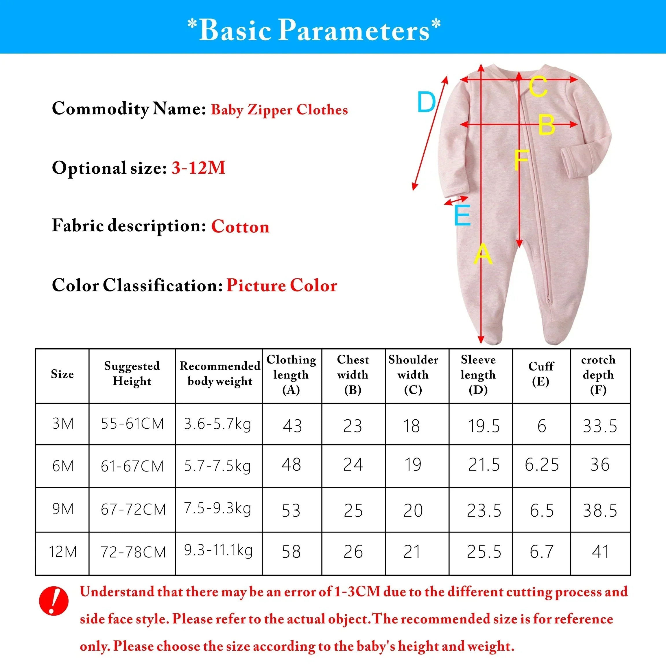 Newborn Unisex Cotton Long Sleeve Footed Zip Rompers