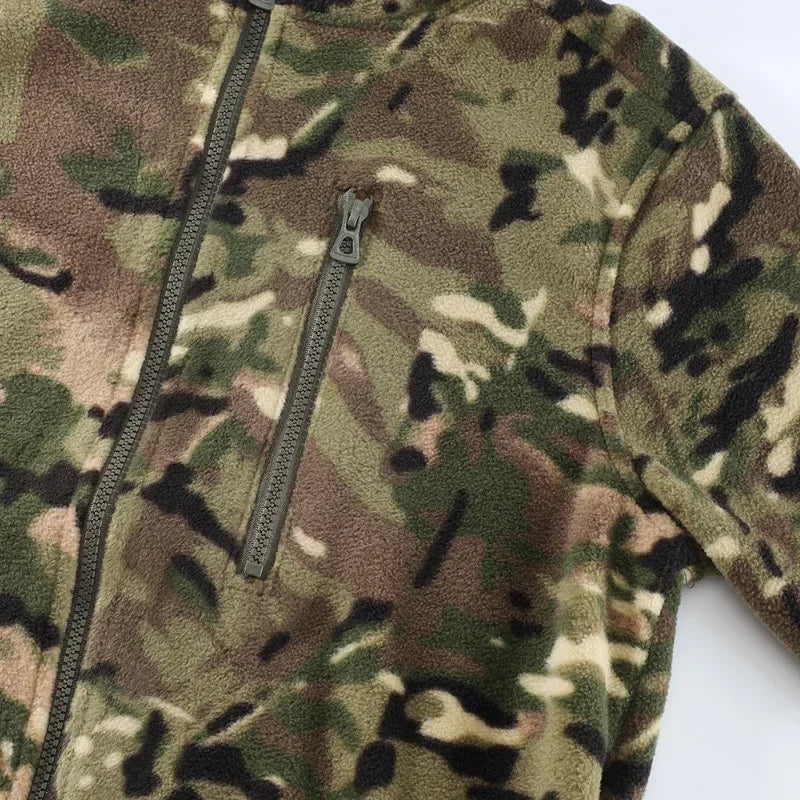 Men Camouflage Zipper Double-sided Polar Fleece Jacket