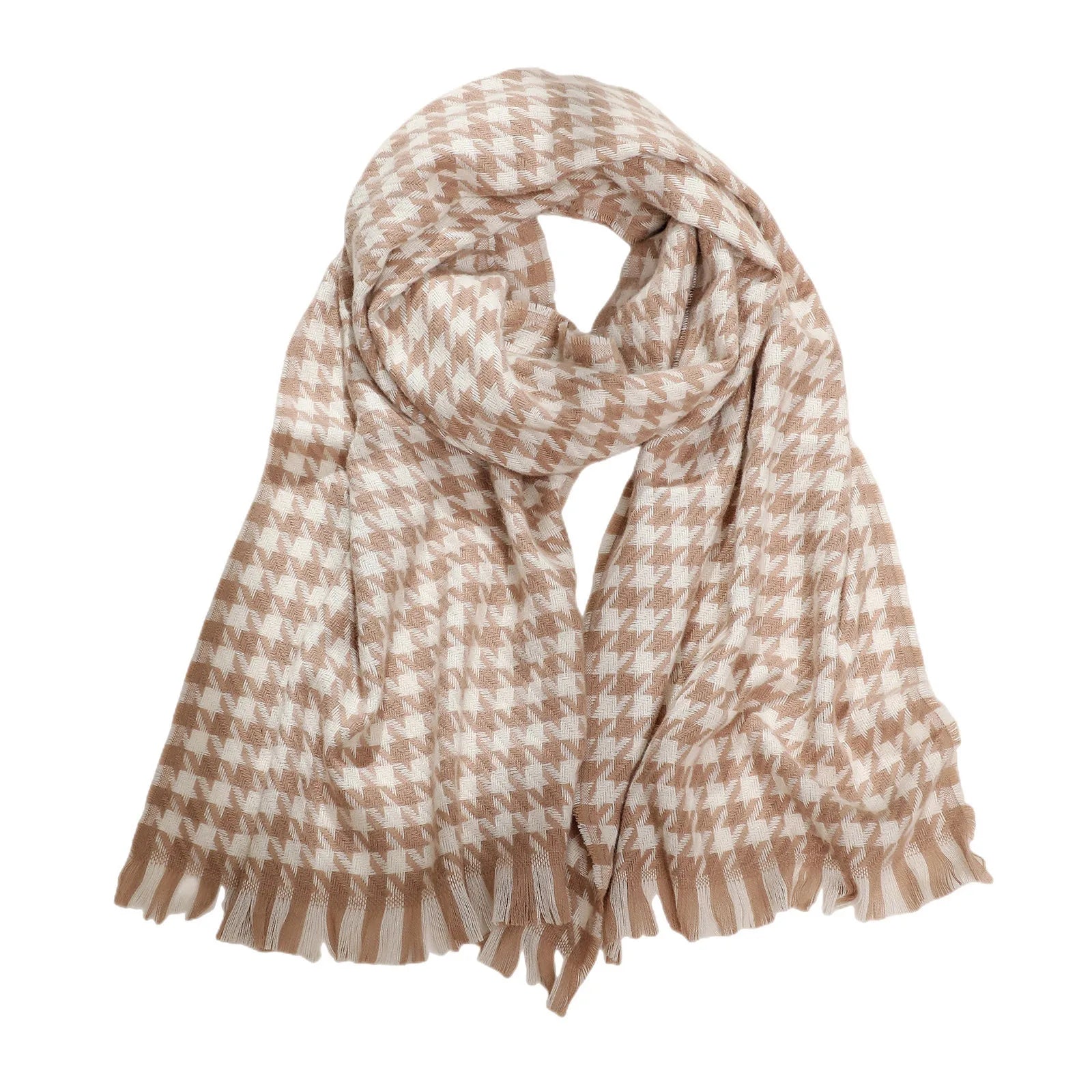 Women Tassel Plaid Headdress Warm Scarf