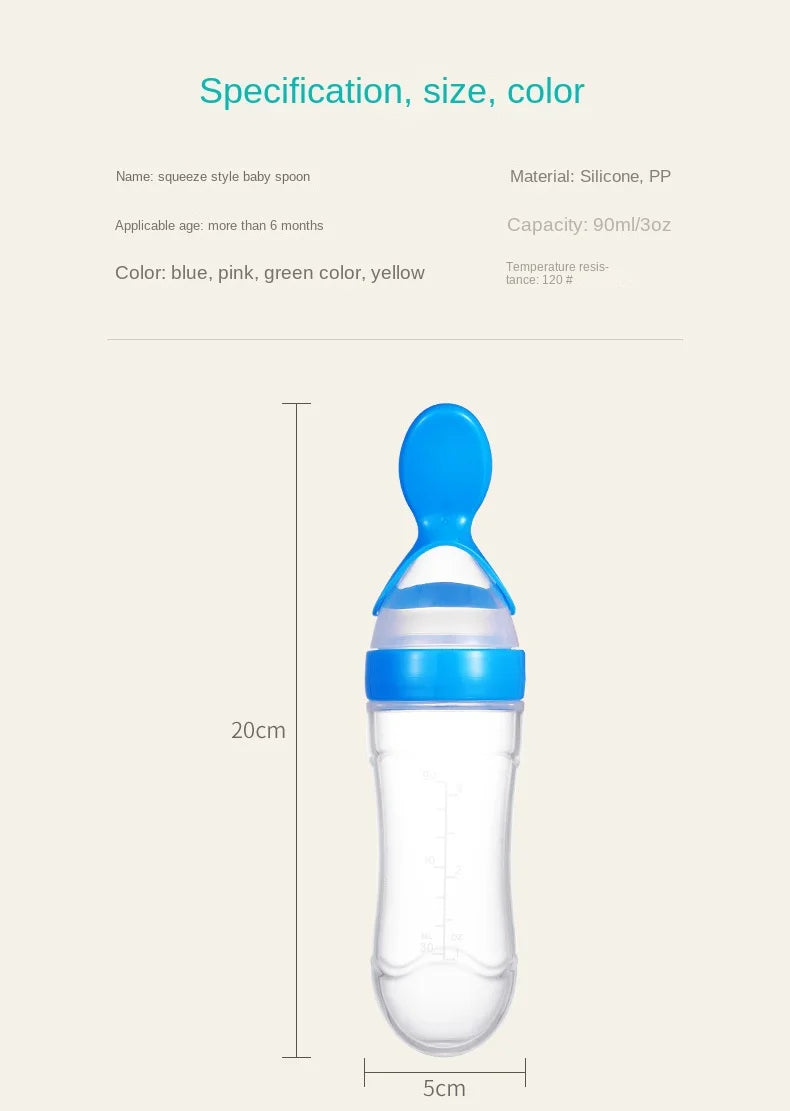 Baby Silicone Squeeze Feeding Bottle Spoon