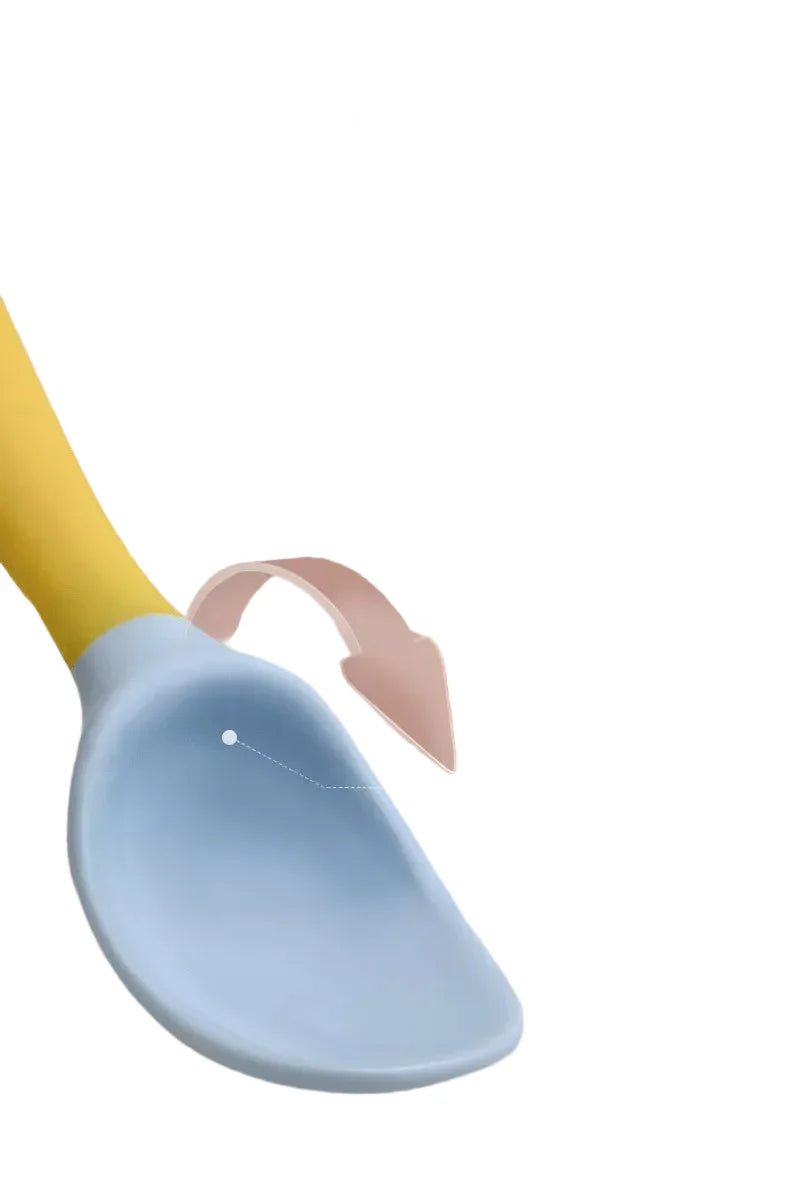 Kids Baby Spoon Fork Soft Bendable Silicone Scoop Fork Kit Tableware