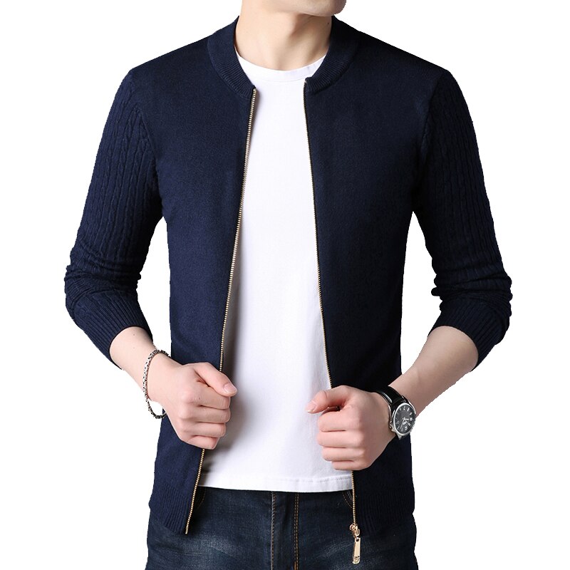 Mens Knitted Slim Fit Cardigan Sweater