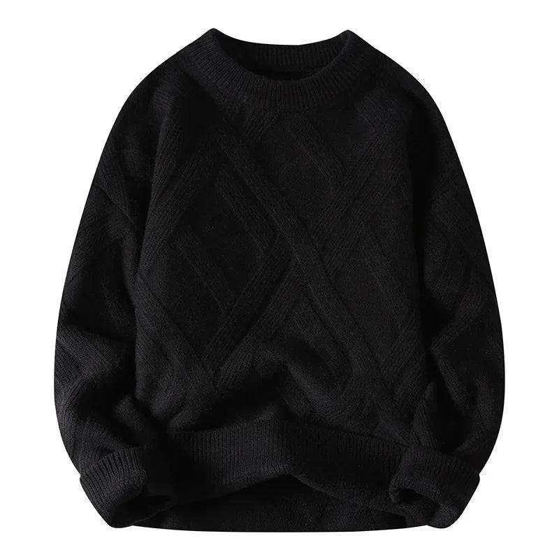 Men Casual Round Neck Loose-fit Knitted Pullover Sweaters