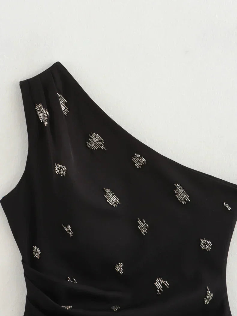 Woman Evening Off Shoulder Sleeveless Top