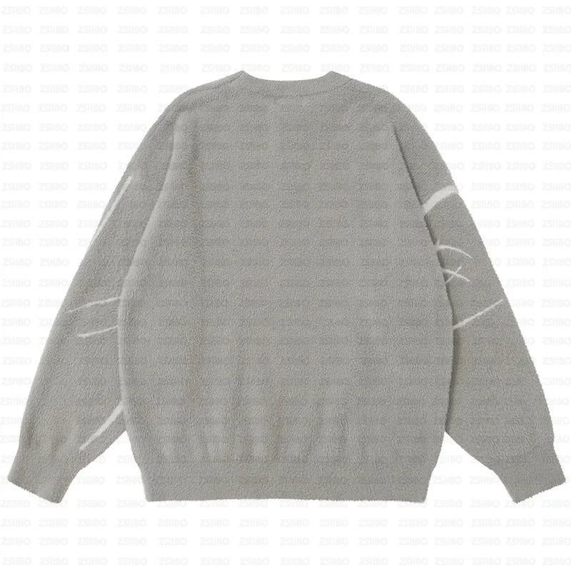 Women Vintage Harajuku Gothic Print Knit Sweater