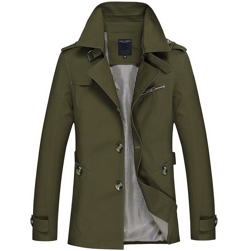 Mens Long Cotton Windbreaker Jacket