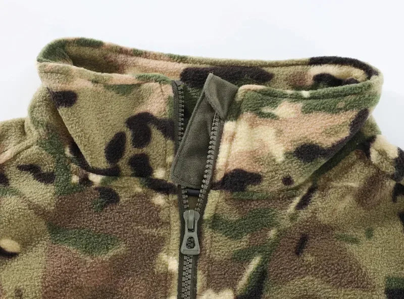Men Camouflage Zipper Double-sided Polar Fleece Jacket