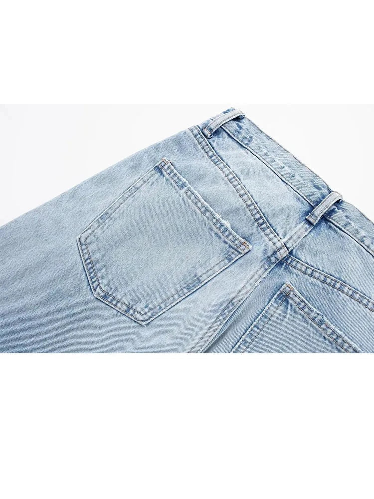 Women Baggy Ripped Denim High Waist Jeans