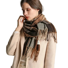 Women Winter Cashmere Tassel Knitted Foulard Blanket Shawl