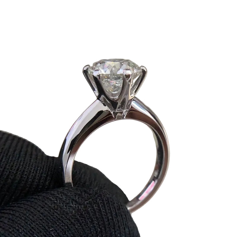 Women 18K Pure Gold Solitaire 2.0ct CZ Engagement Rings