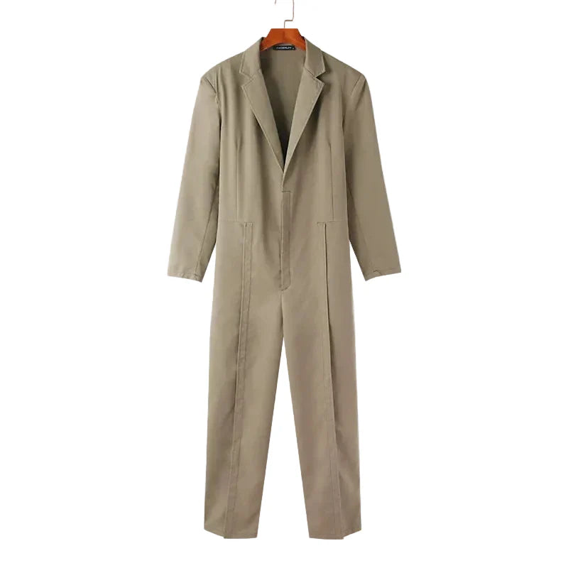 Men Deep V-neck Long Sleeved Formal Jumpsuits