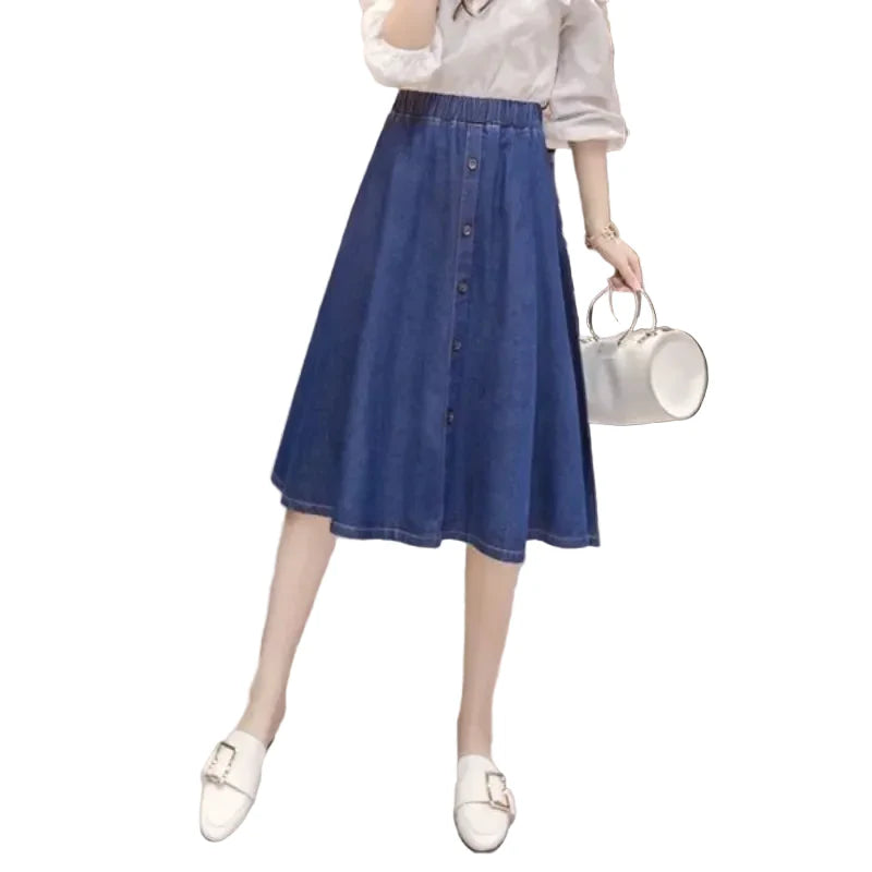 Women Casual Midi Denim Skirts