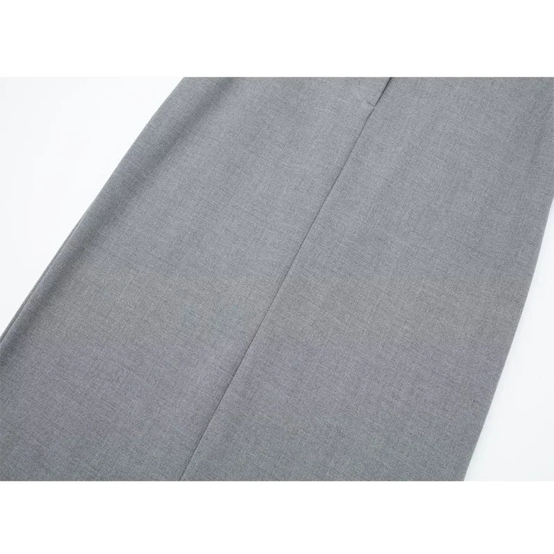 Women Boxer Pleated Straight Slit Skirt