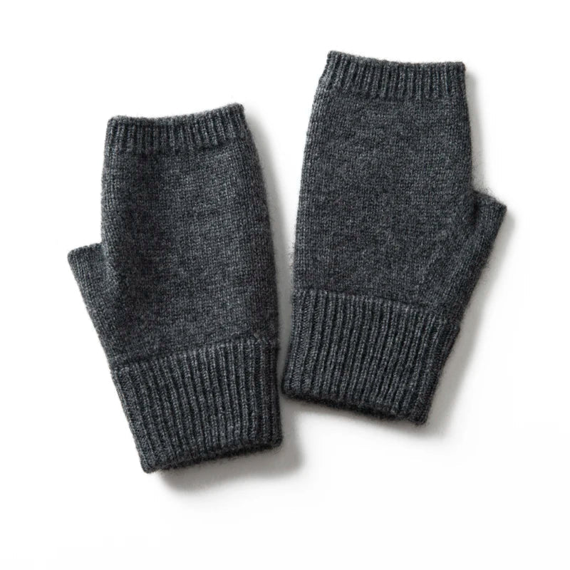 Women 100% Cashmere Knitted Fingerless Thermal Gloves