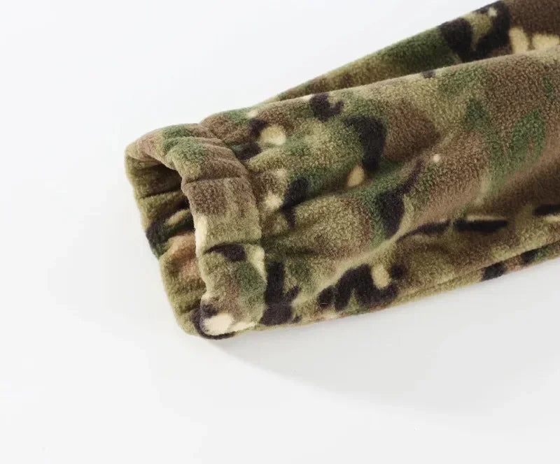 Men Camouflage Zipper Double-sided Polar Fleece Jacket