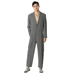 Men Deep V-neck Long Sleeved Formal Jumpsuits