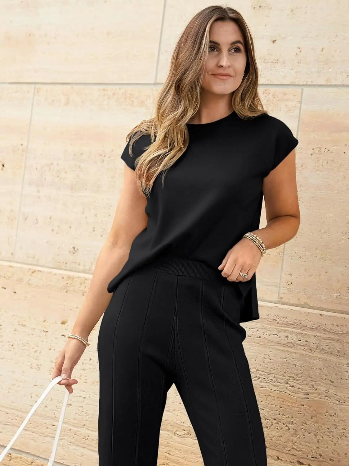 Women Casual Sleeveless Sweater Co Ord Suit