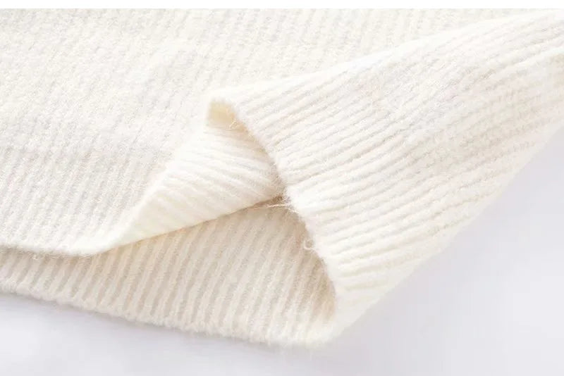 Women Thick Knitted Turtleneck Lantern Sleeve Short Pullover Sweater