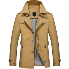 Mens Long Cotton Windbreaker Jacket