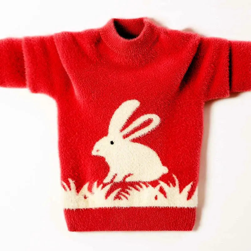 Kids Warm Cartoon Animal Print Sweater